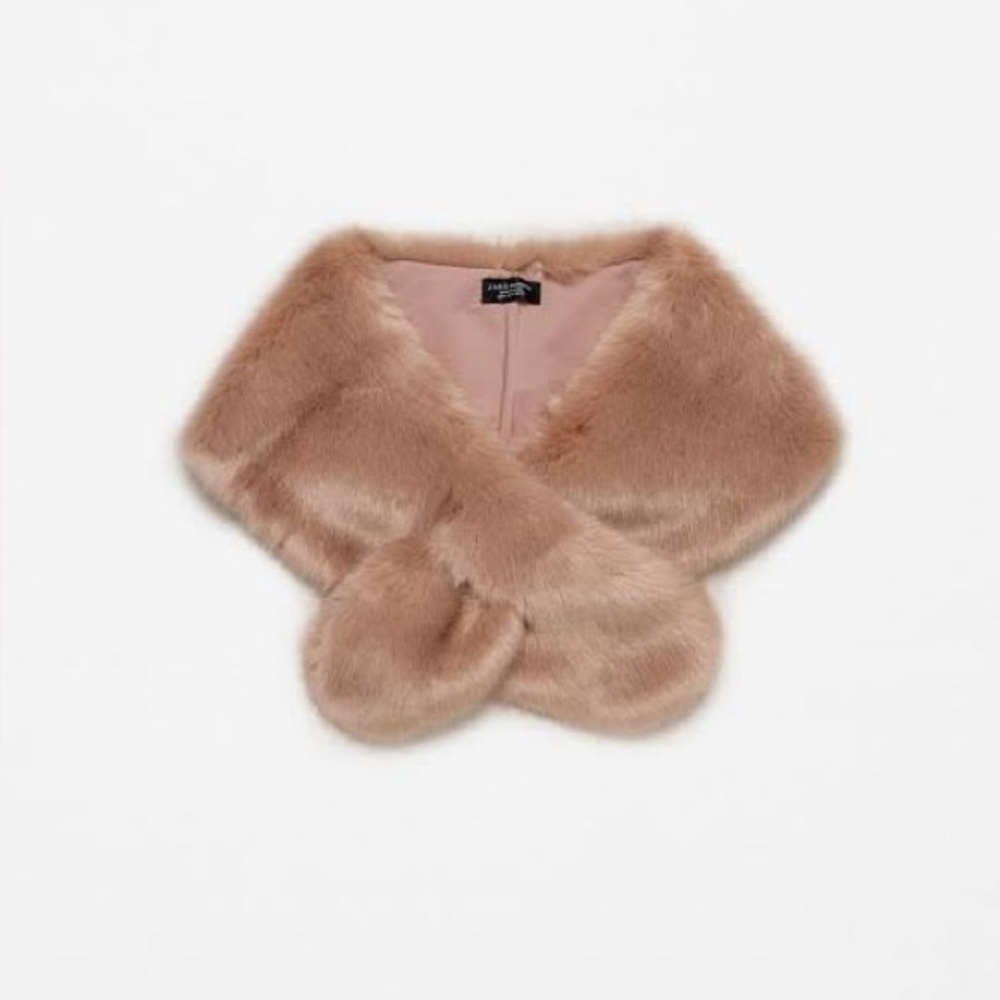 Zara Dark Brown Fur Stole Scarf Old Money Mob Wives